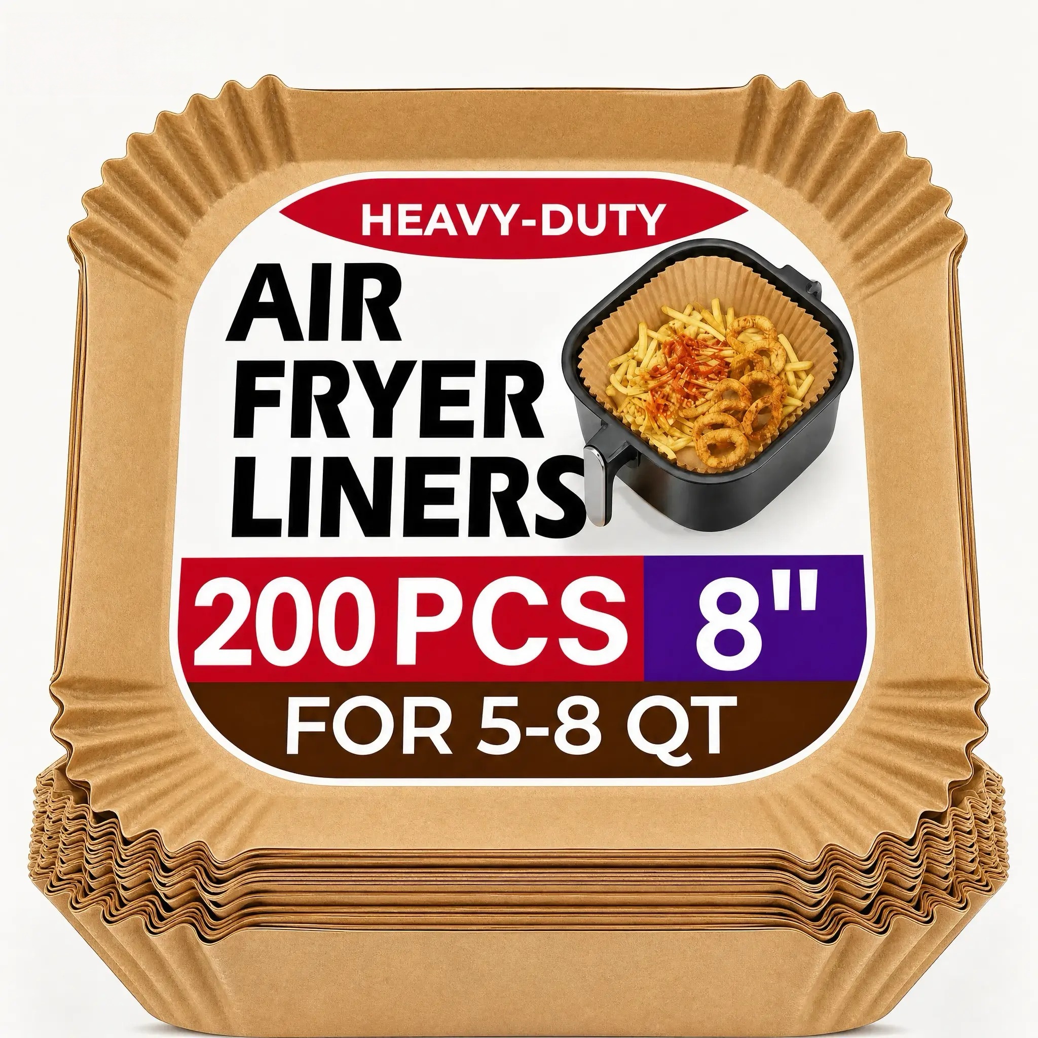Air Fryer Liners Heavy-Duty Non-Stick Oil-Resistant Disposable Compostable